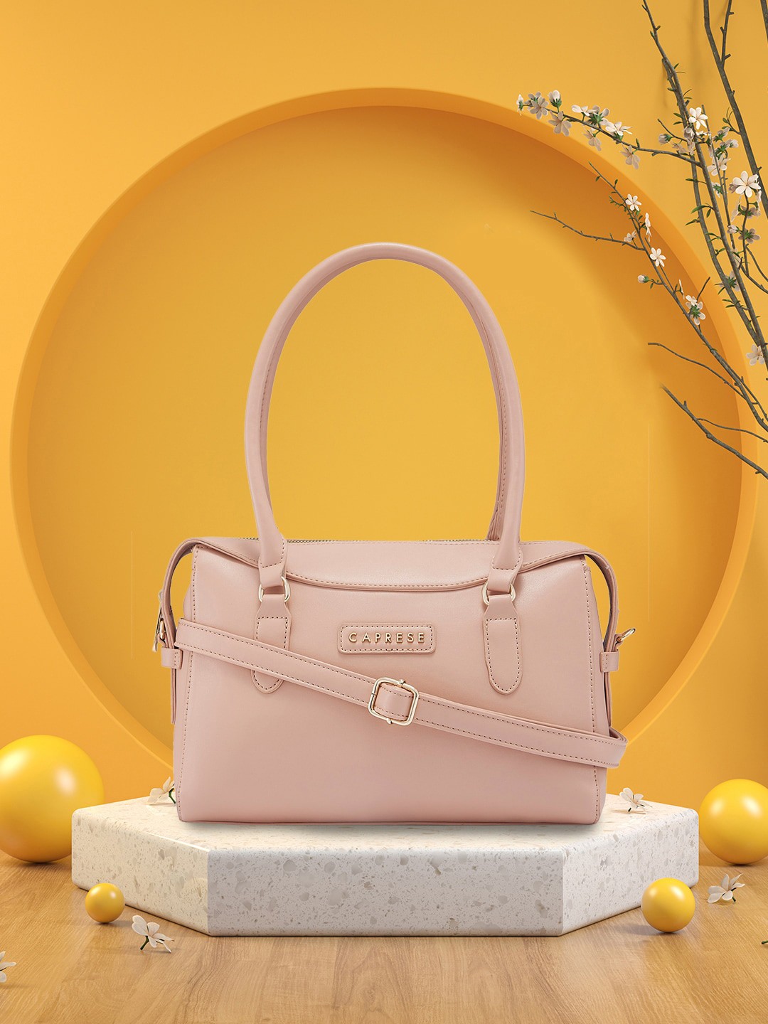 

Caprese Structured Handheld Bag, Pink