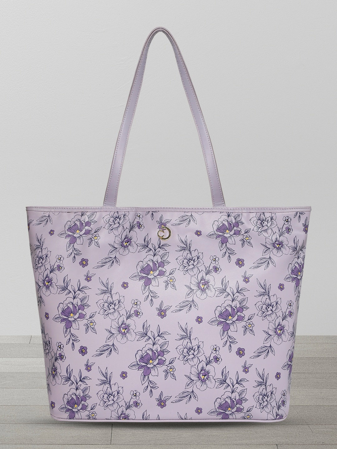 

Caprese Floral Printed Structured Shoulder Bag, Lavender