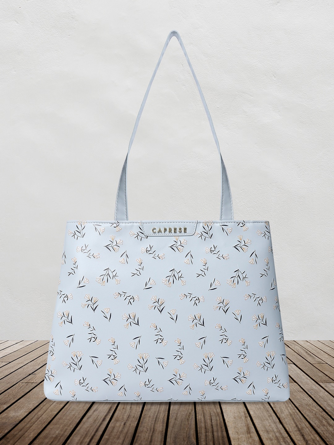 

Caprese Women Floral Printed PU Shopper Handheld Bag, Pink