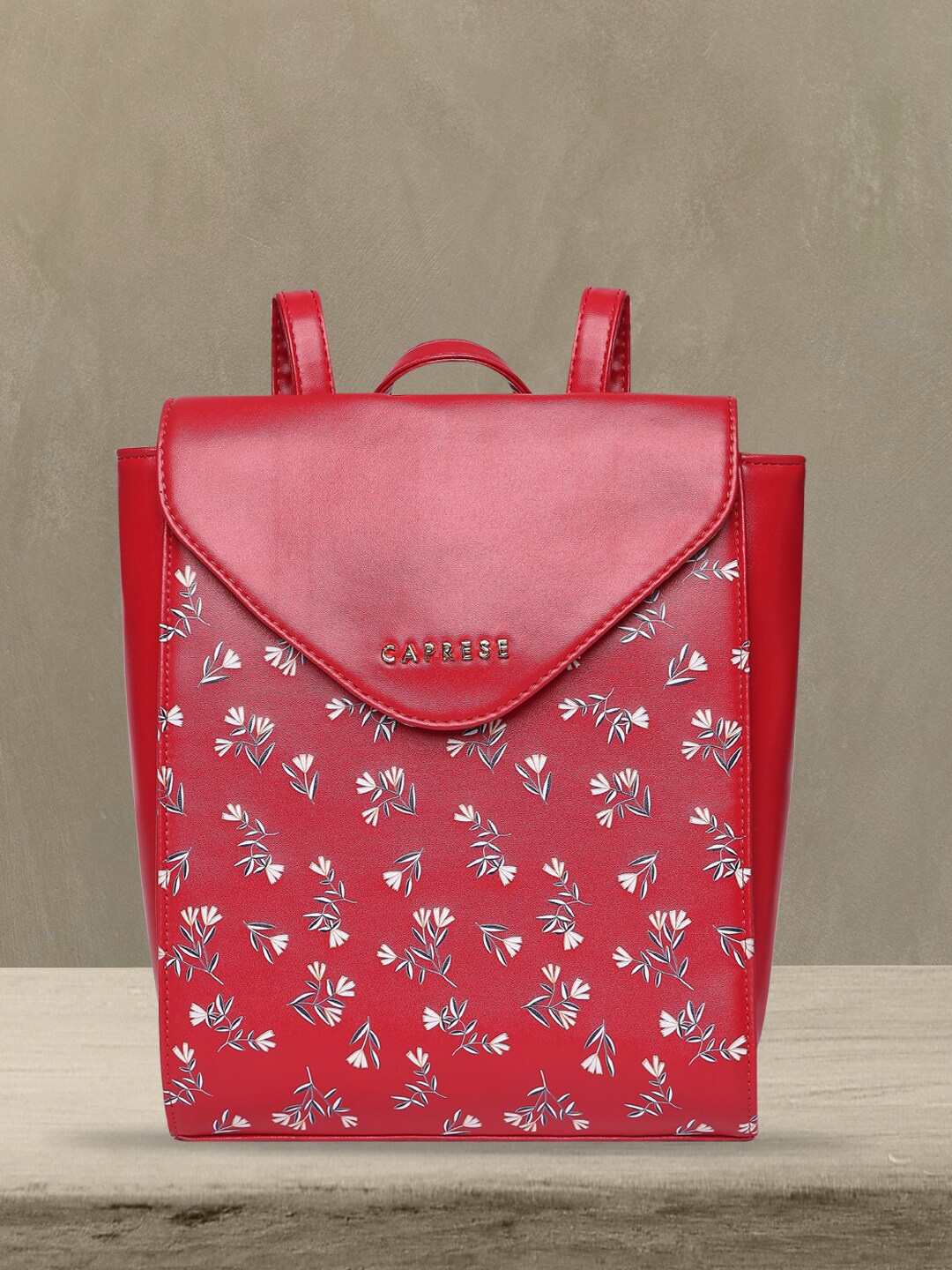 

Caprese Floral Printed Backpack, Red