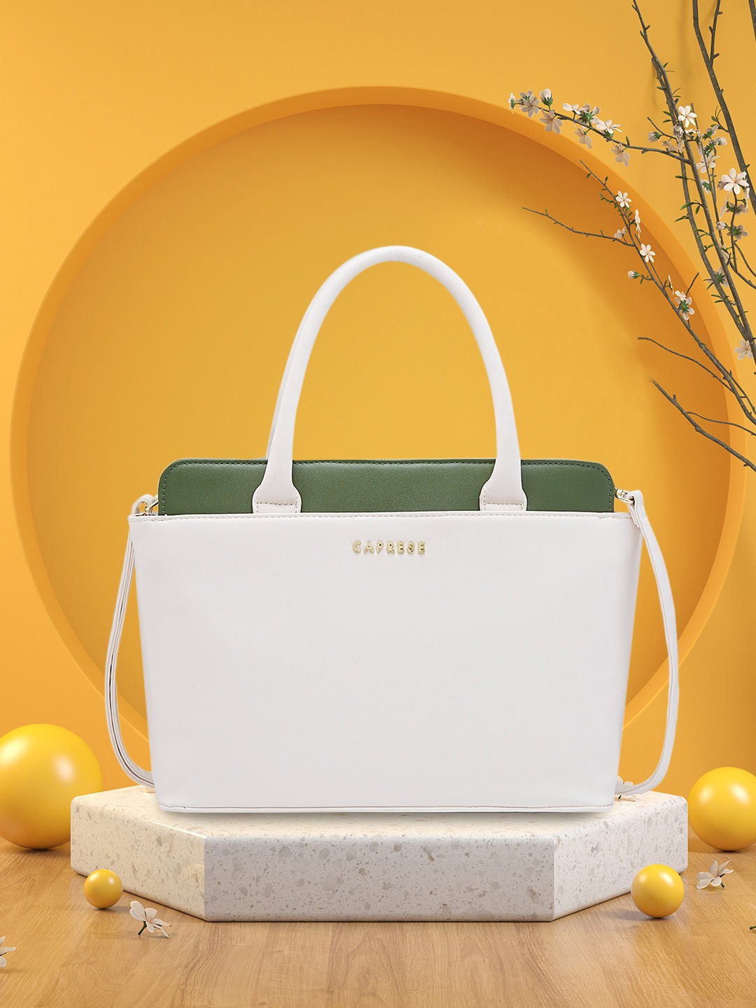 

Caprese Women Colourblocked Structured Handheld Bag, Black