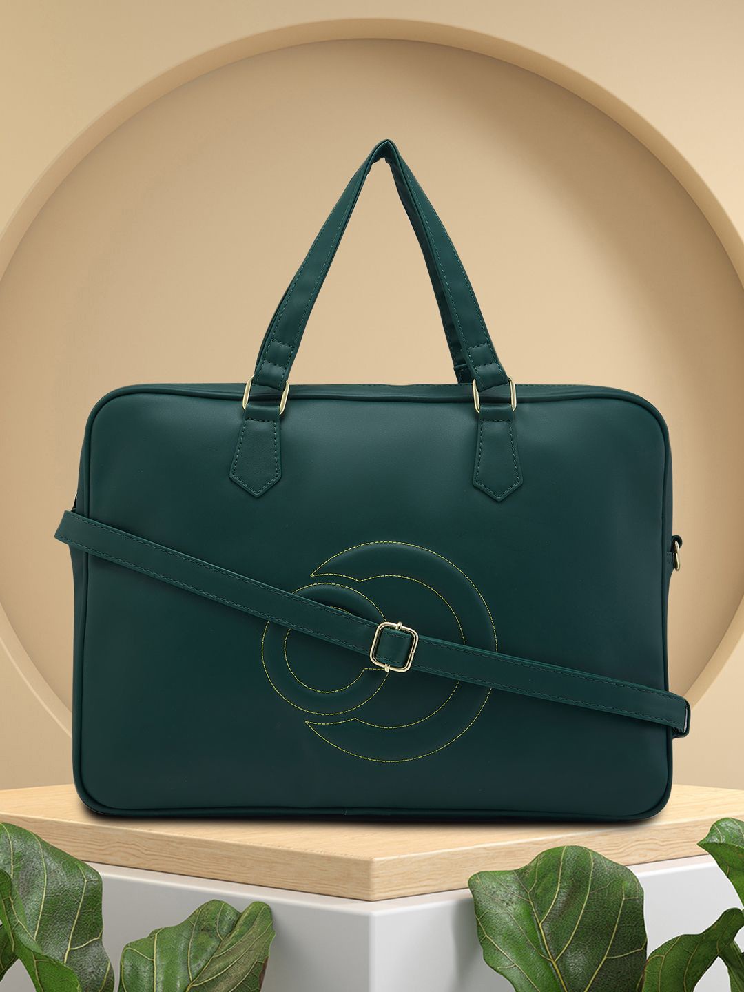 

Caprese Women 15 inch Solid PU Laptop Bag, Green