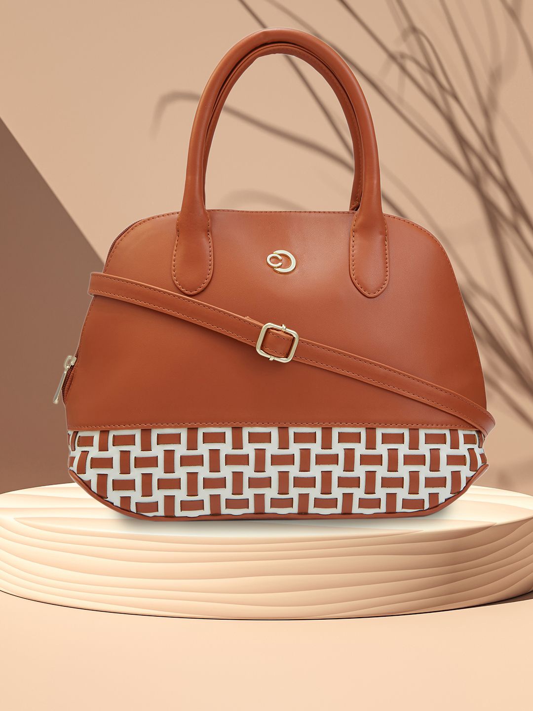 

Caprese Women PU Structured Handheld Bag, Brown