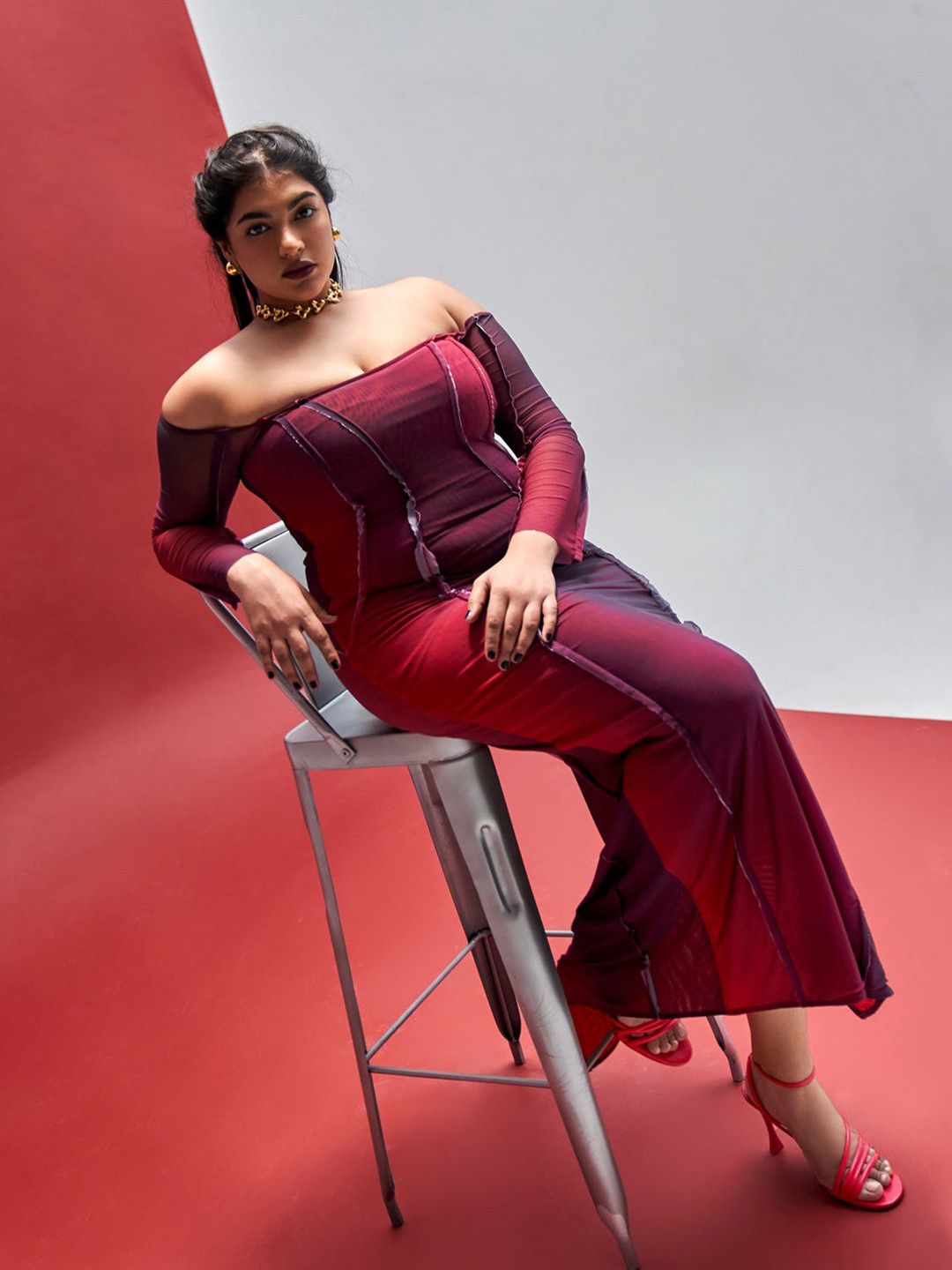

Lea Clothing Co. Plus Size Off-Shoulder Maxi Dress, Maroon