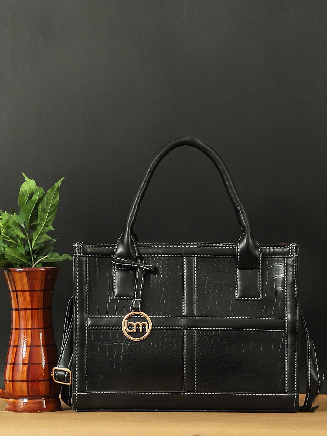 

Bagsy Malone Textured PU Structured Handheld Bag, Black