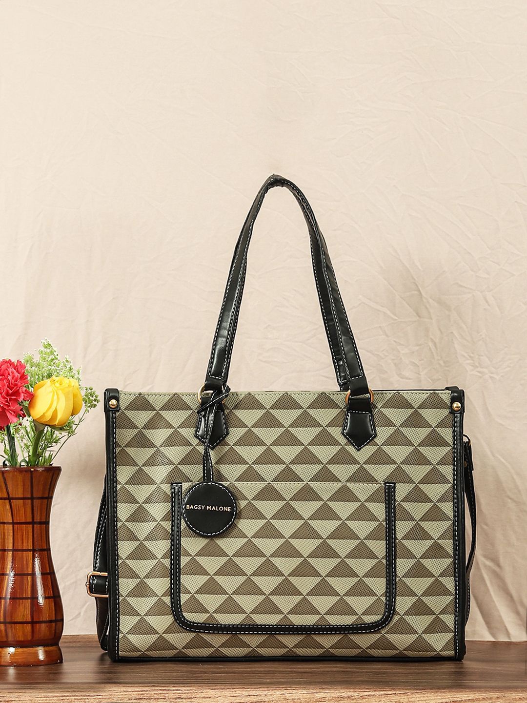 

Bagsy Malone Textured PU Structured Tote Bag, Grey