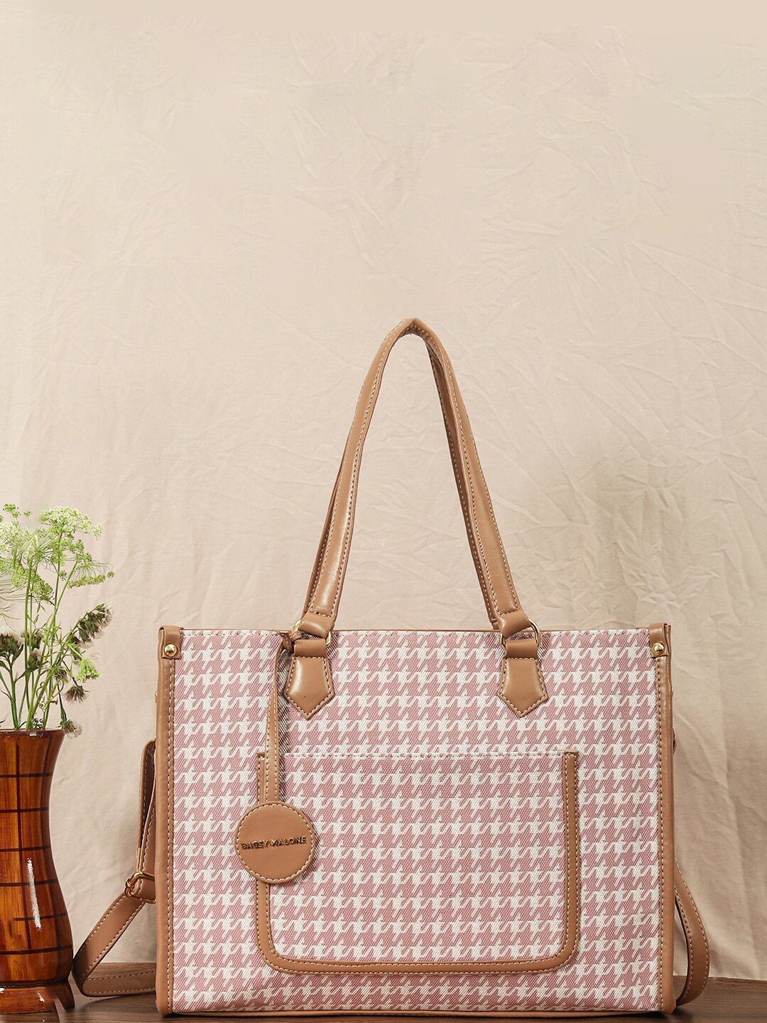 

Bagsy Malone Checked Structured Tote Bag, Pink