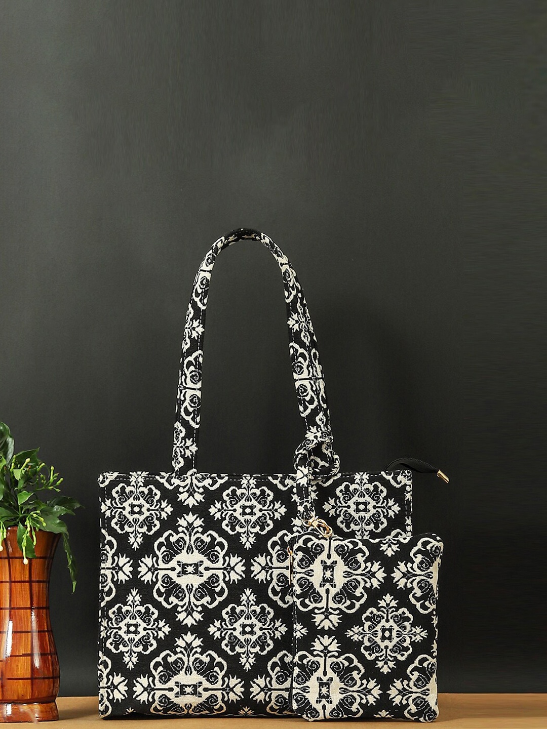 Bagsy Malone Embellished Oversized Structured Handheld Bag, Black