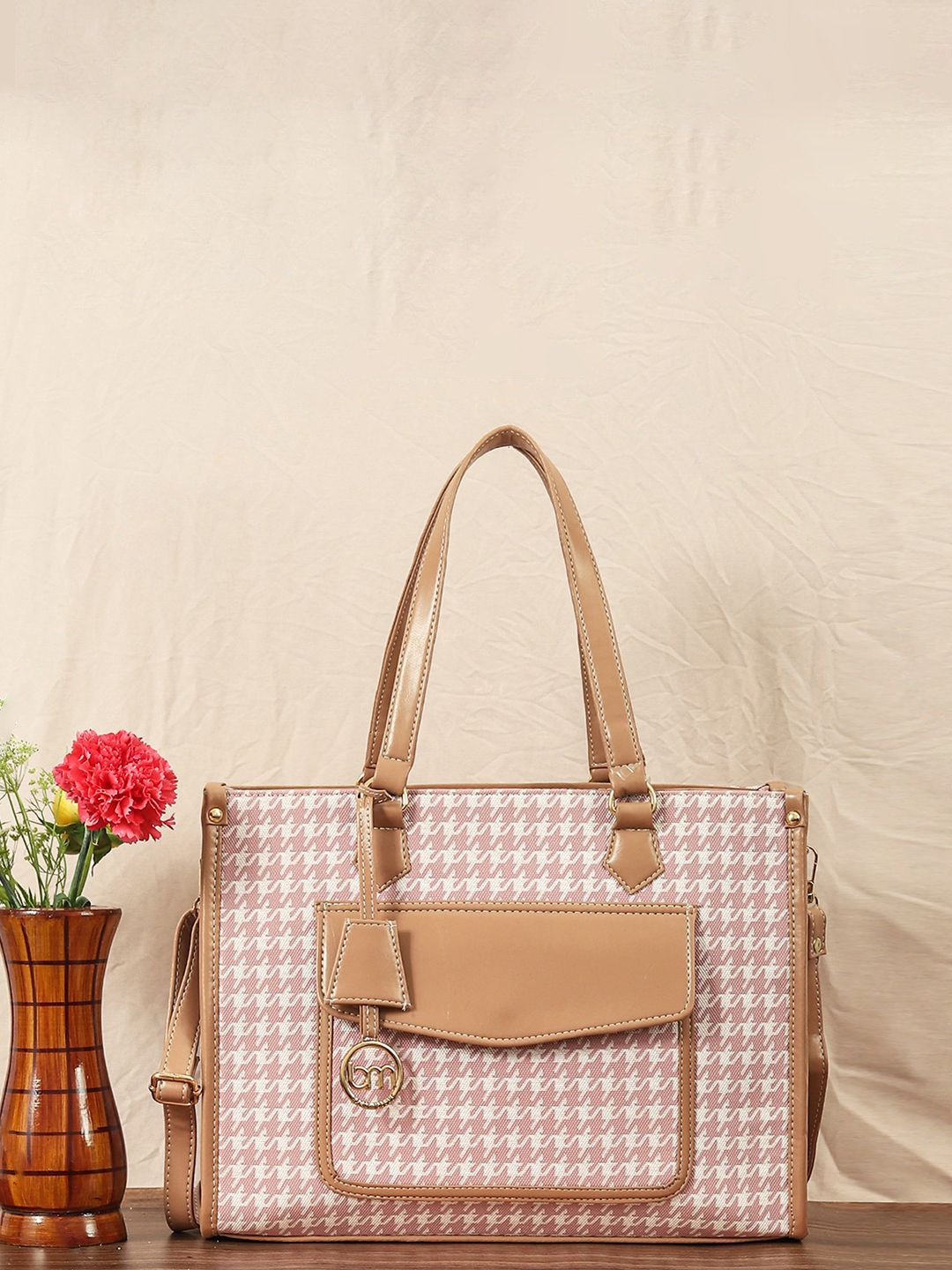 

Bagsy Malone Checked Structured Tote Bag, Pink