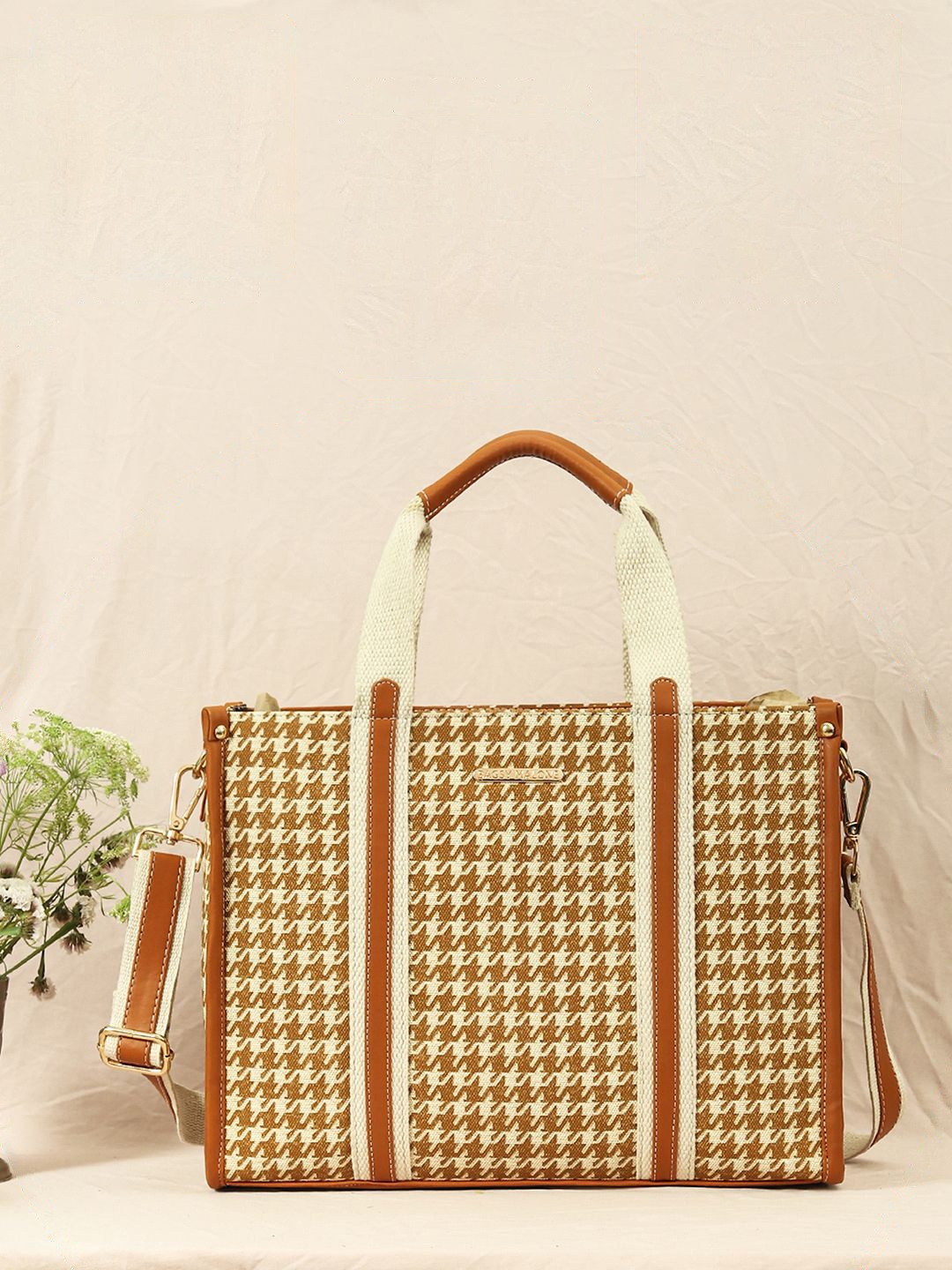 

Bagsy Malone Textured PU Bucket Handheld Bag with Cut Work, Beige