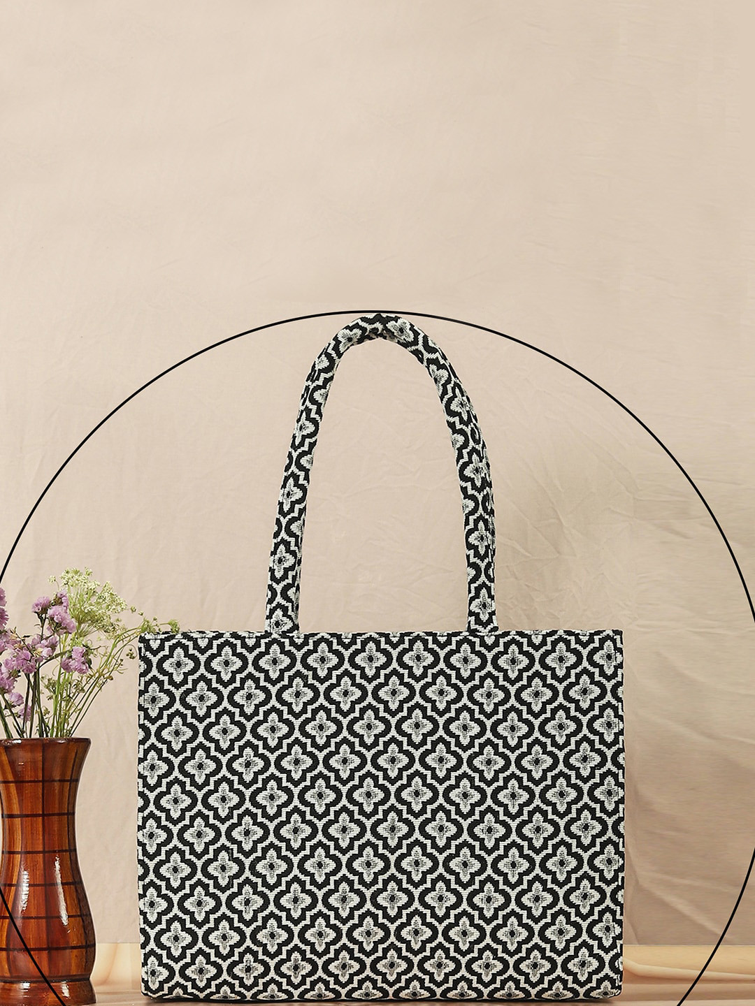 

Bagsy Malone Structured Handheld Bag with Cut Work, Black