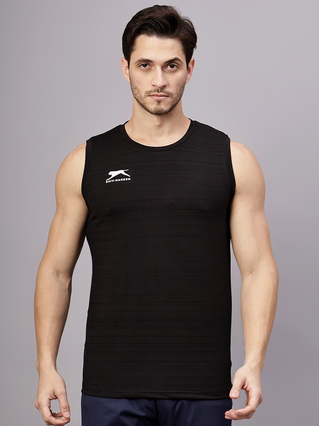 

Shiv Naresh Striped Sleeveless T-shirt, Black