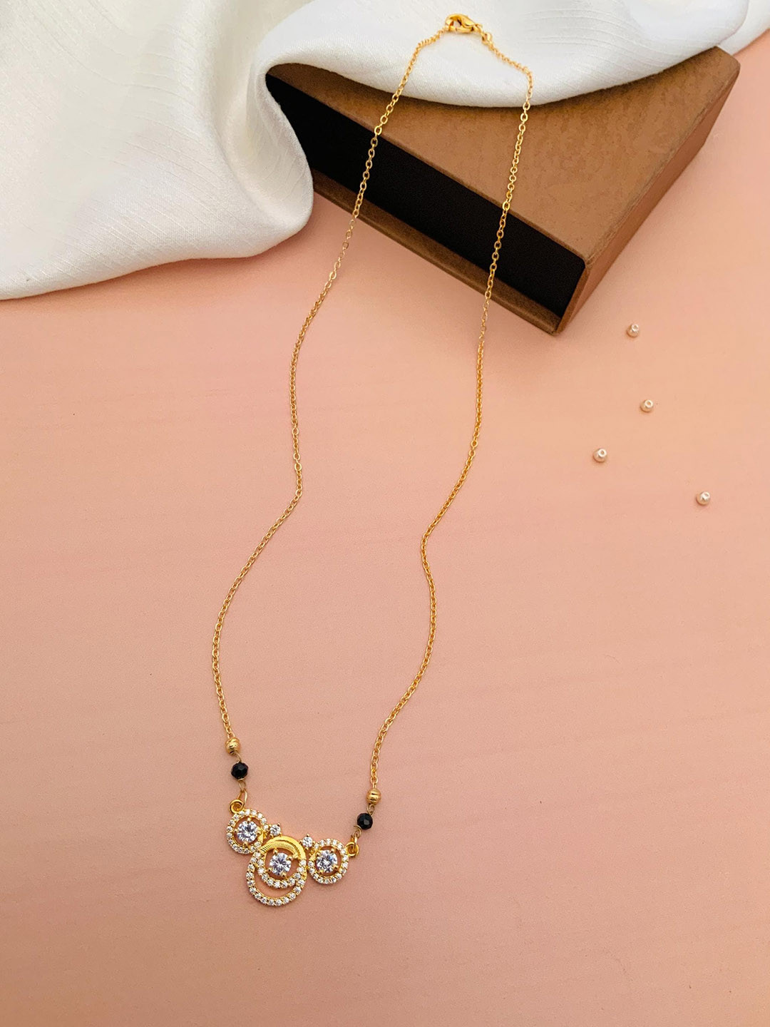 

ABDESIGNS Gold-Plated Artificial Stones and Beads Mangalsutra
