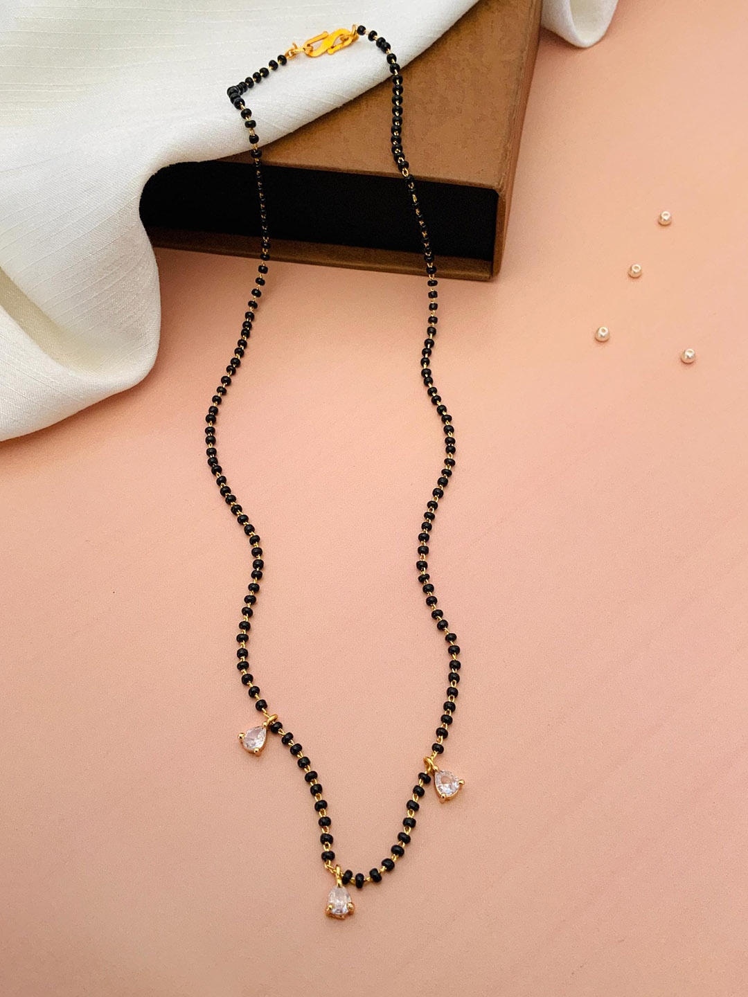 

ABDESIGNS Gold-Plated Artificial Stones and Beads Women Mangalsutra