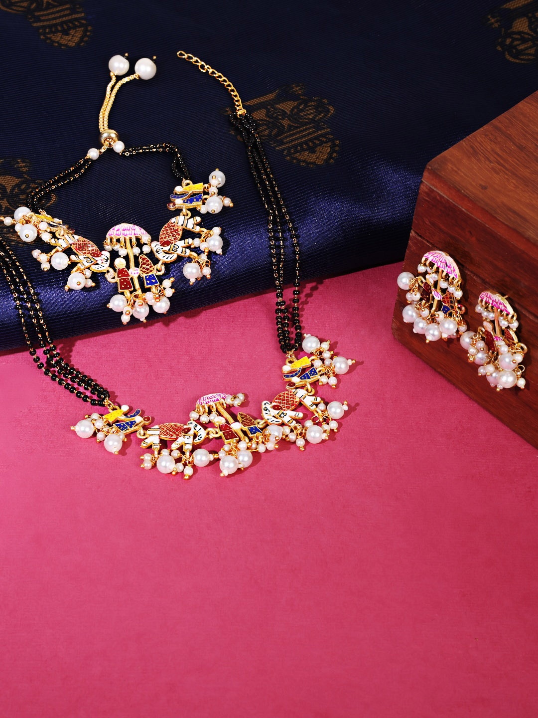 

ABDESIGNS Gold-Plated Artificial Stones and Beads Mangalsutra
