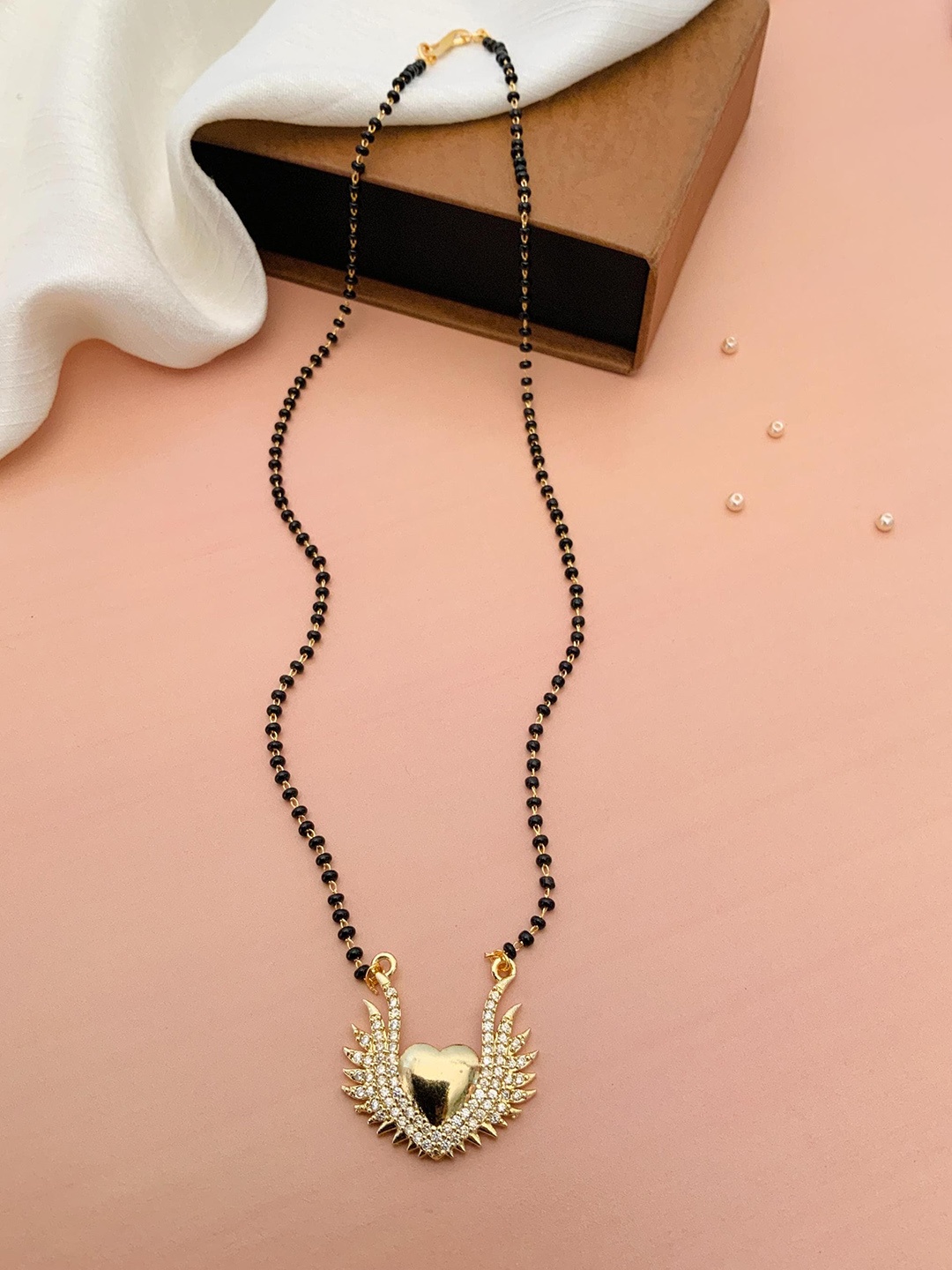 

ABDESIGNS Gold-Plated Artificial Stones and Beads Women Mangalsutra