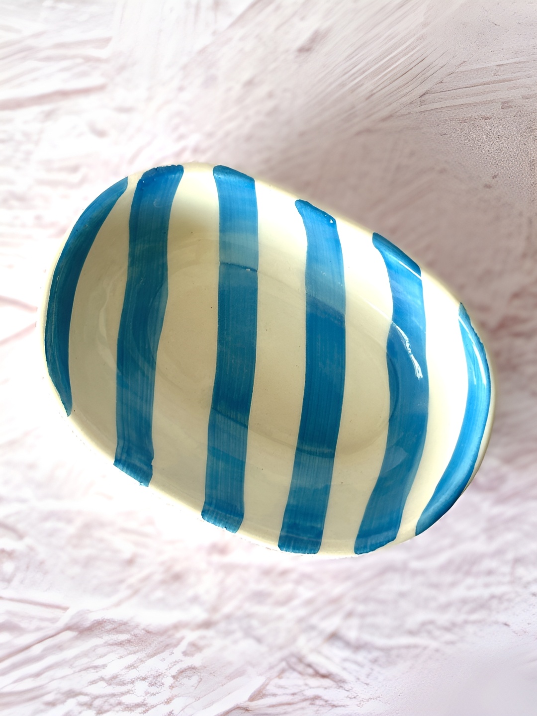

NURTURE INDIA White & Blue Striped Ceramic Bowl