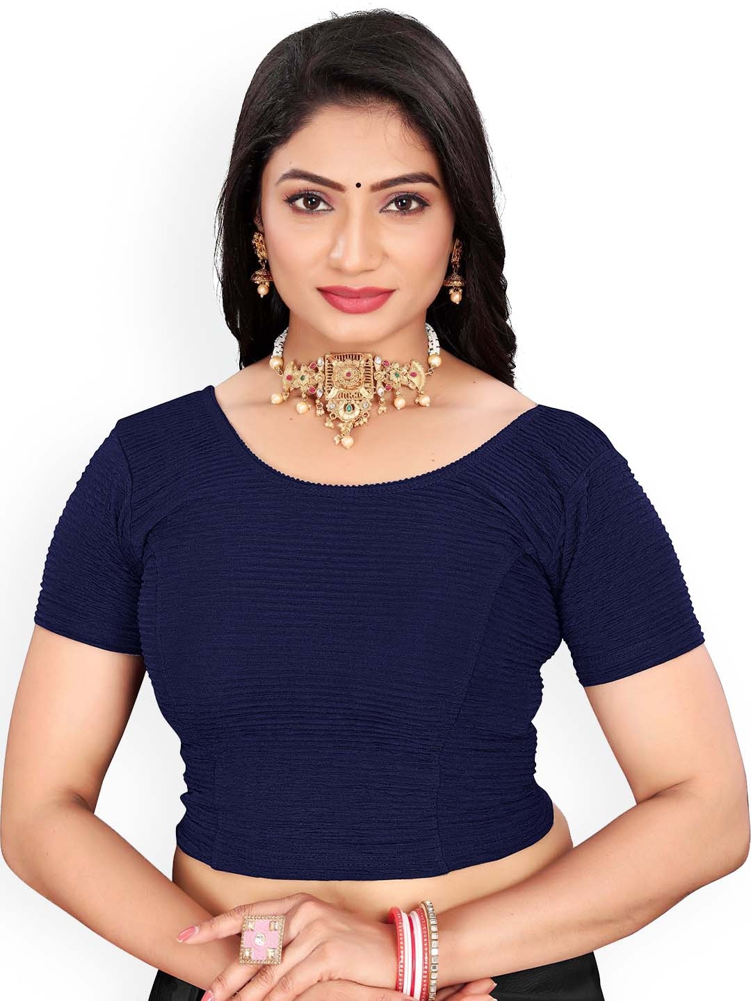

RUNAYA NX Round Neck Saree Blouse, Blue