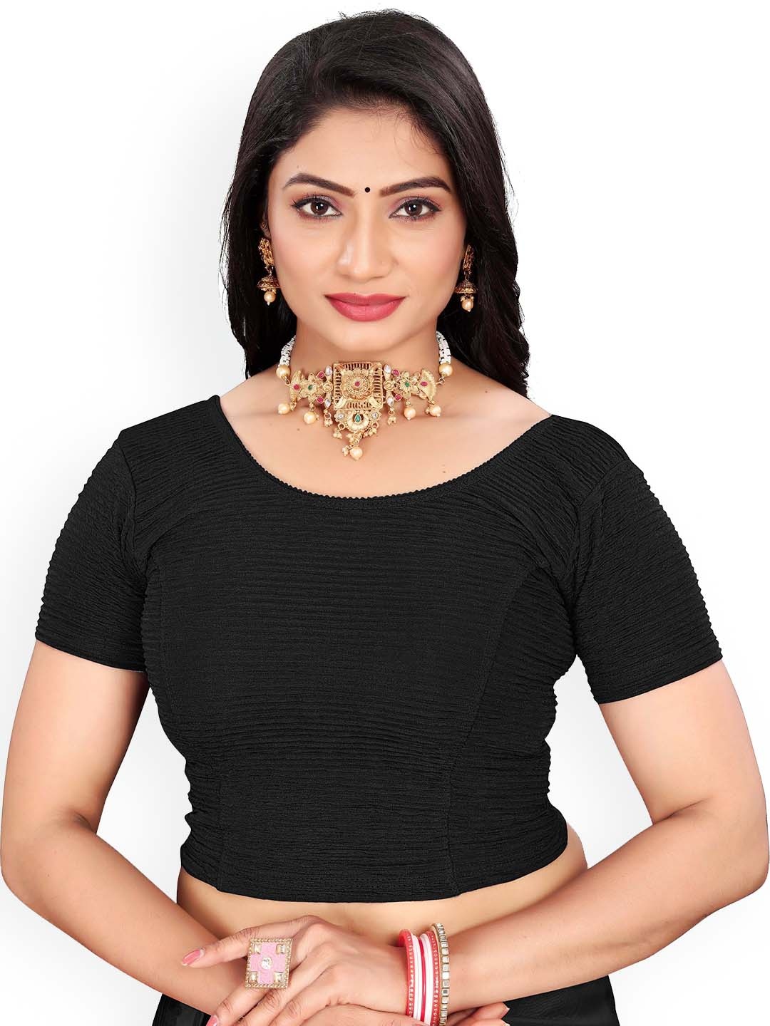 

RUNAYA NX Short Sleeved Saree Blouse, Black