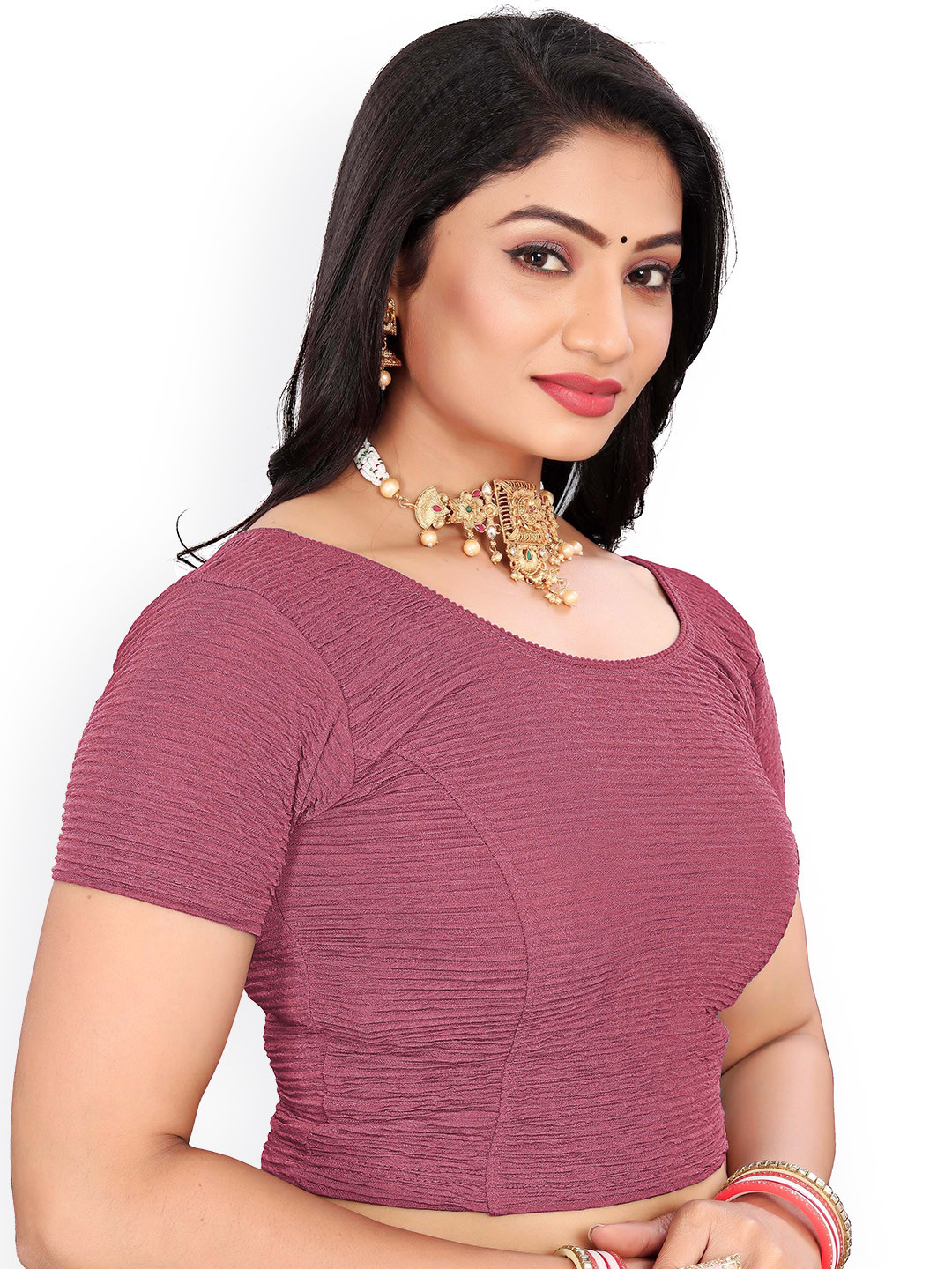 

RUNAYA NX Woven Design Saree Blouse, Pink