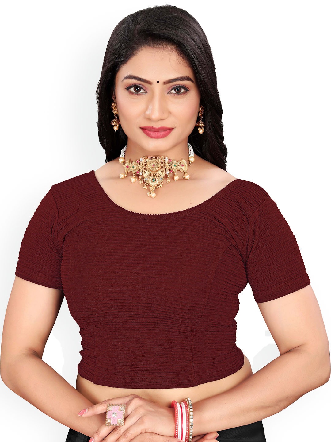 

RUNAYA NX Round Neck Saree Blouse, Maroon