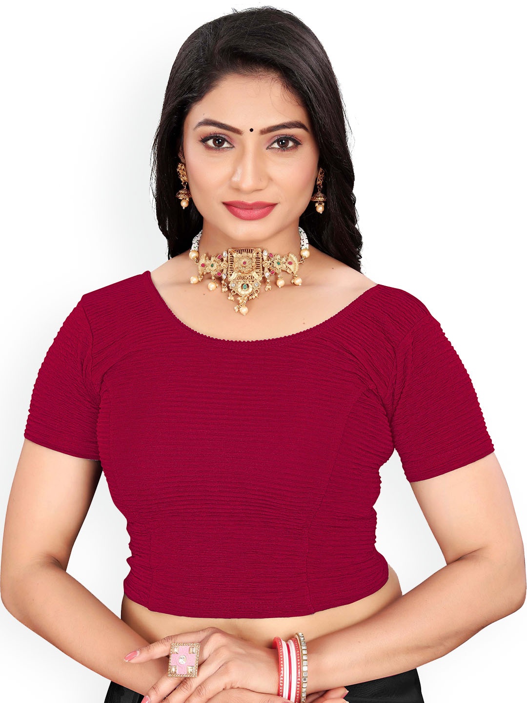 

RUNAYA NX Woven Design Saree Blouse, Maroon