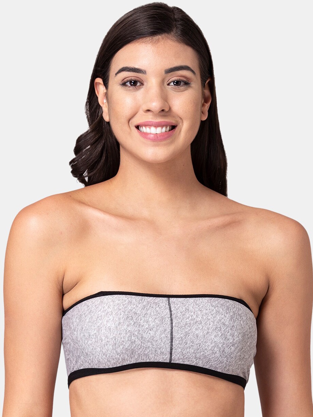 

Tweens Cotton Bandeau Bra - Medium Coverage Lightly Padded, Grey