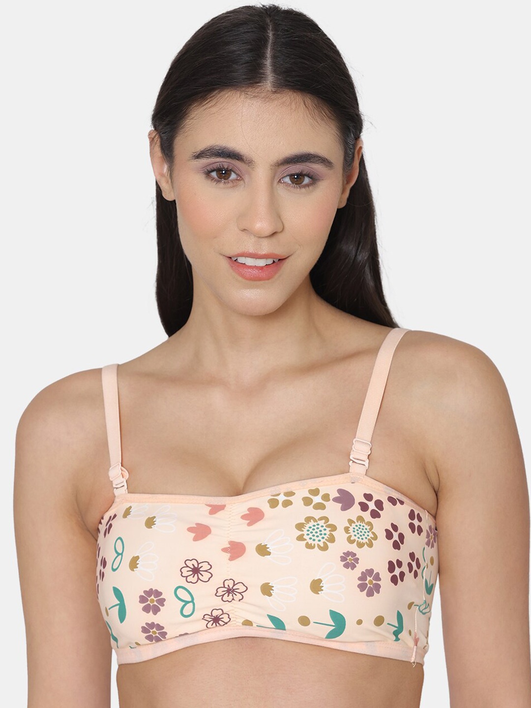 

Tweens Floral Cotton Beginners Bra - Medium Coverage Lightly Padded, Nude