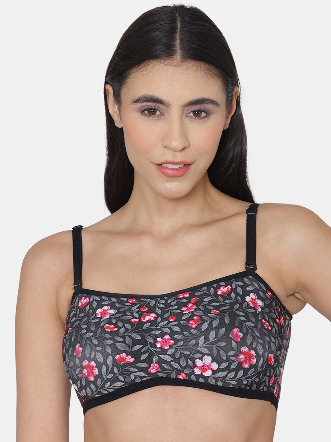

Tweens Floral Cotton Beginners Bra - Medium Coverage Lightly Padded, Black