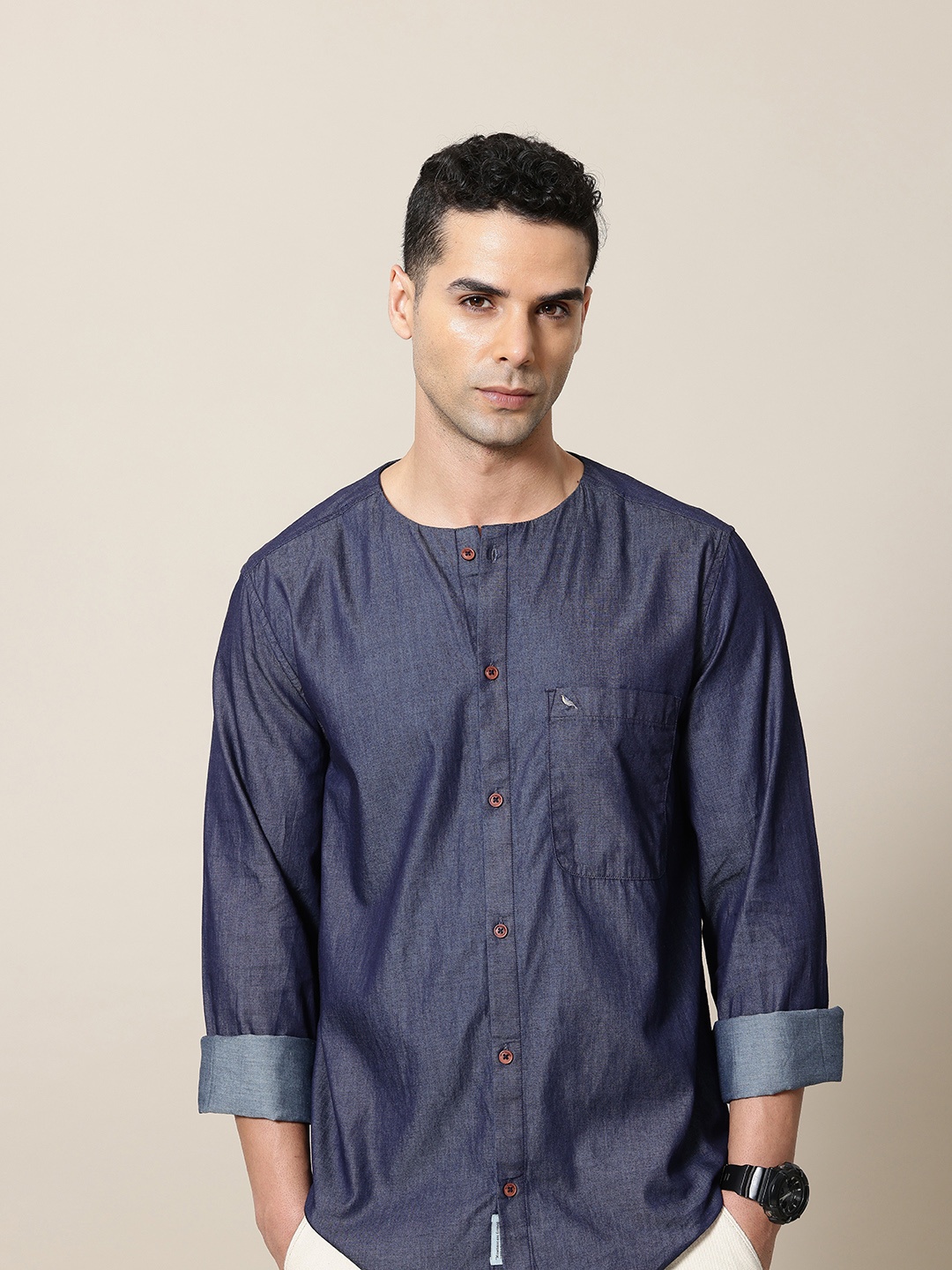 

Mr Bowerbird Men Casual Shirt, Navy blue