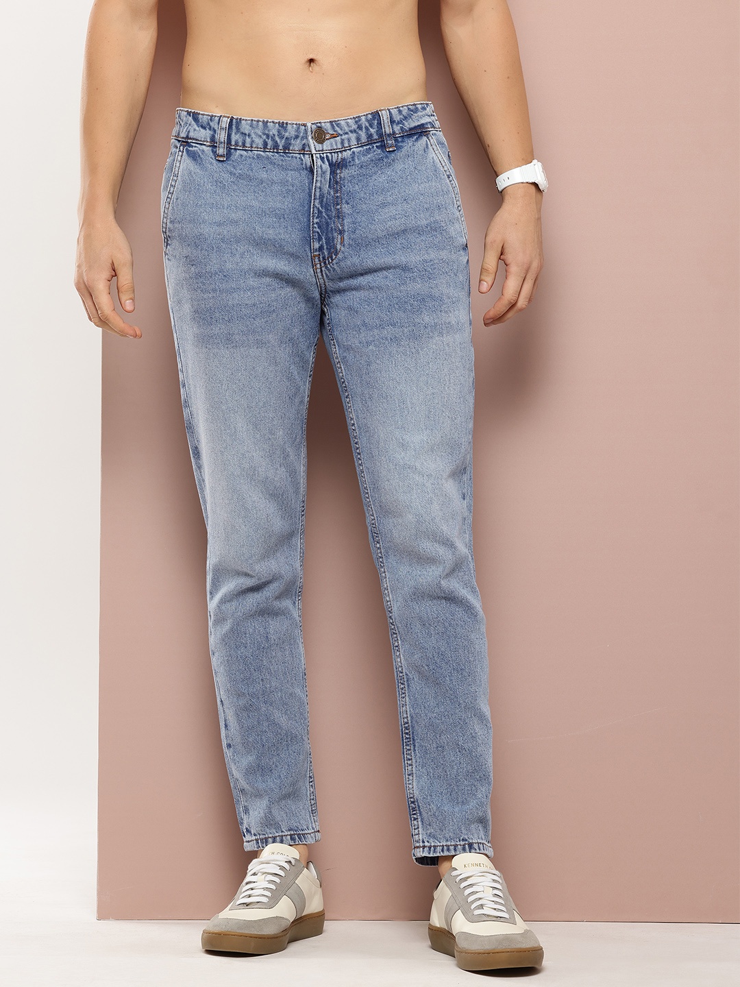 

Harvard Men Washed Effect Mid-Rise Jeans, Blue