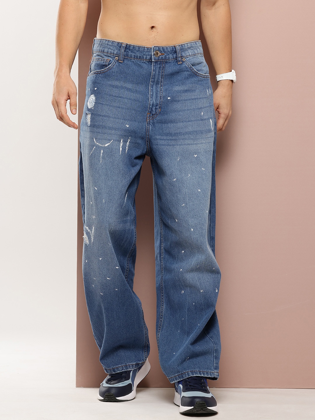 

Harvard Men Whiskers & Chevrons Cat Scratches Mid-Rise Jeans, Blue