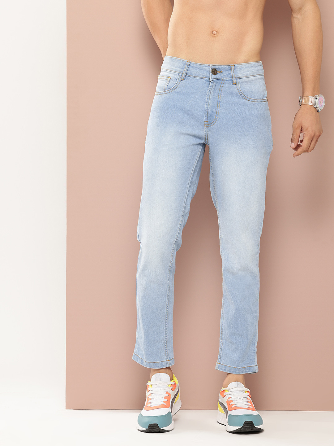 

Harvard Men Tapered Fit Light Fade Stretchable Jeans, Blue