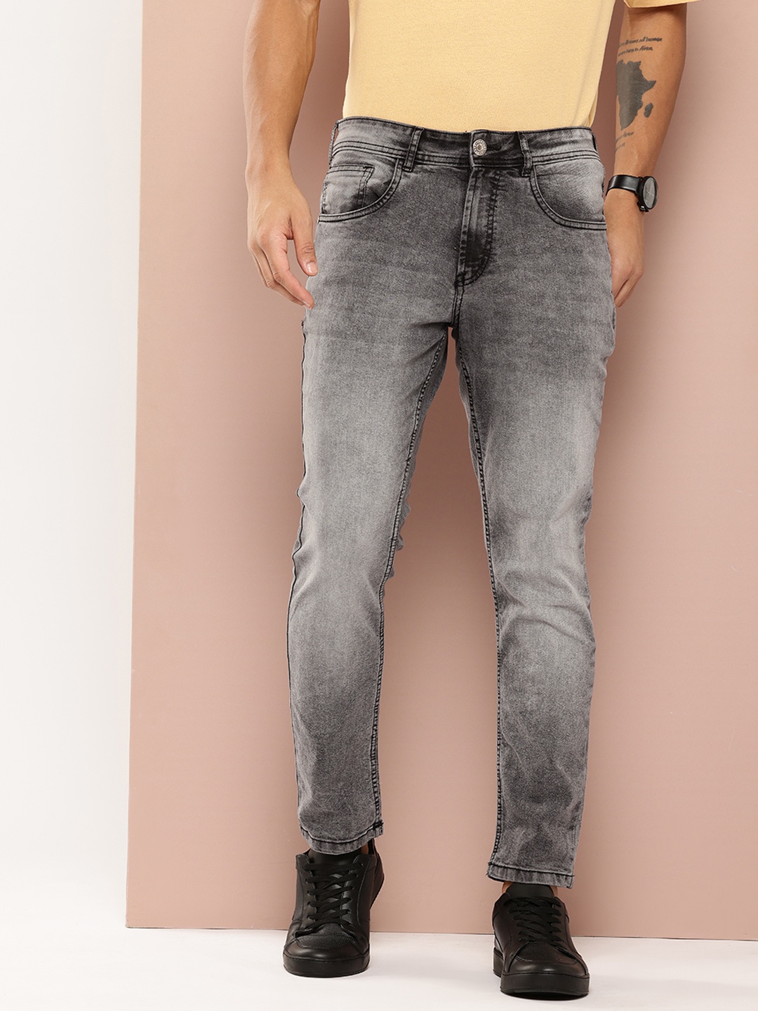 

Harvard Men Light Fade Stretchable Slim Fit Jeans, Grey