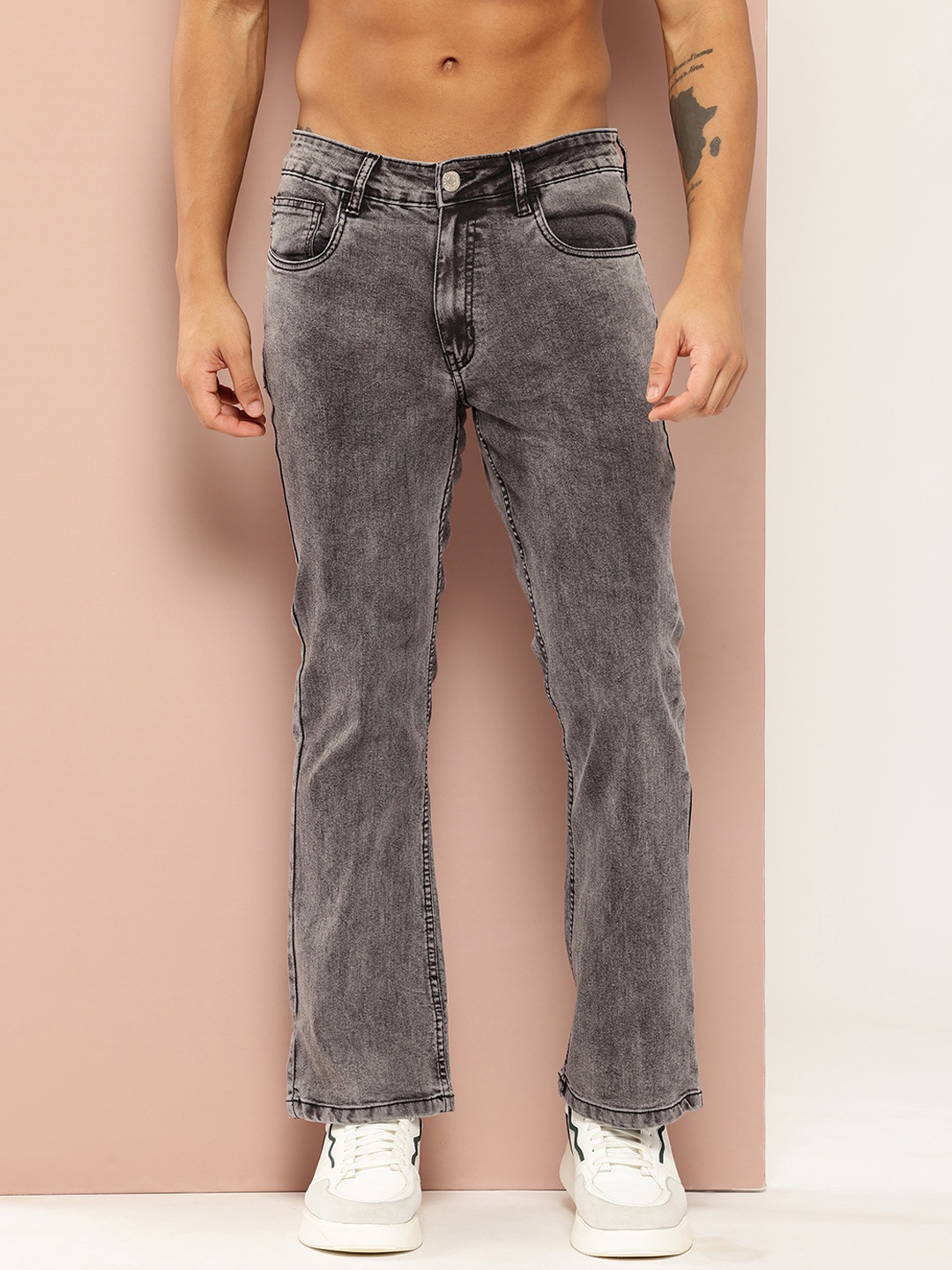 

Harvard Men Bootcut Fit Washed Jeans, Charcoal