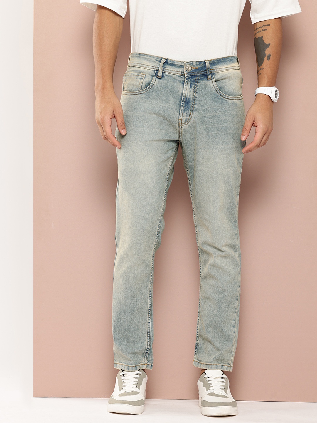 

Harvard Men Acid Wash Stretchable Slim Fit Jeans, Blue