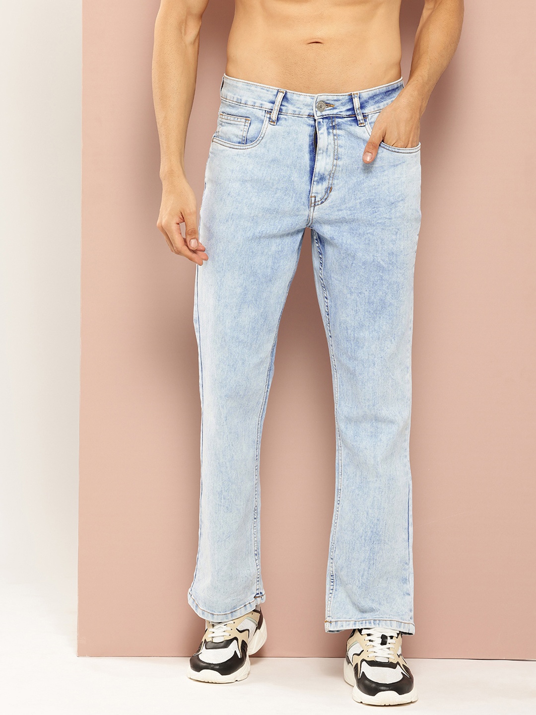 

Harvard Men Acid Wash Stretchable Bootcut Jeans, Blue