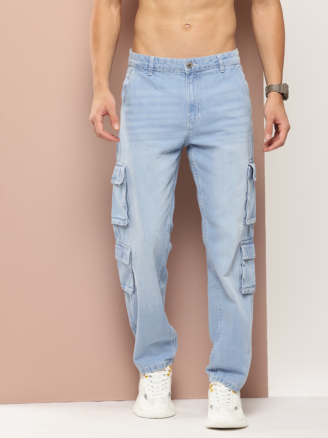 

Harvard Men Straight Fit Stretchable Cargo Jeans, Blue