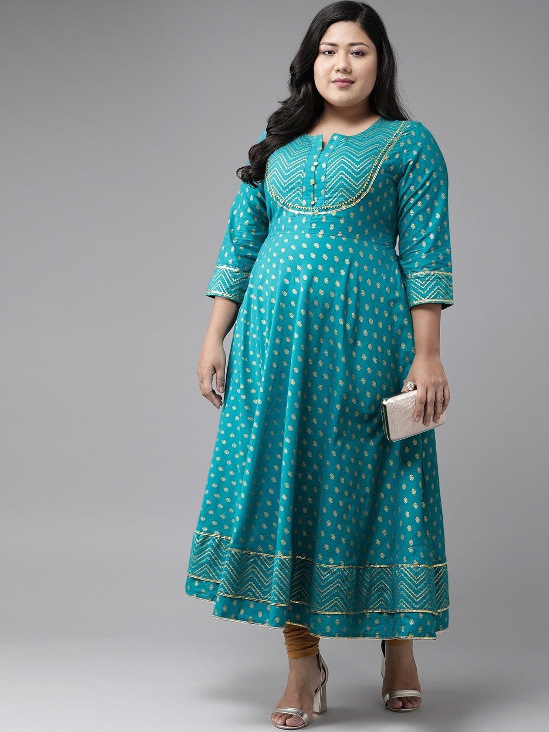 

KALINI Printed Anarkali Kurta, Teal