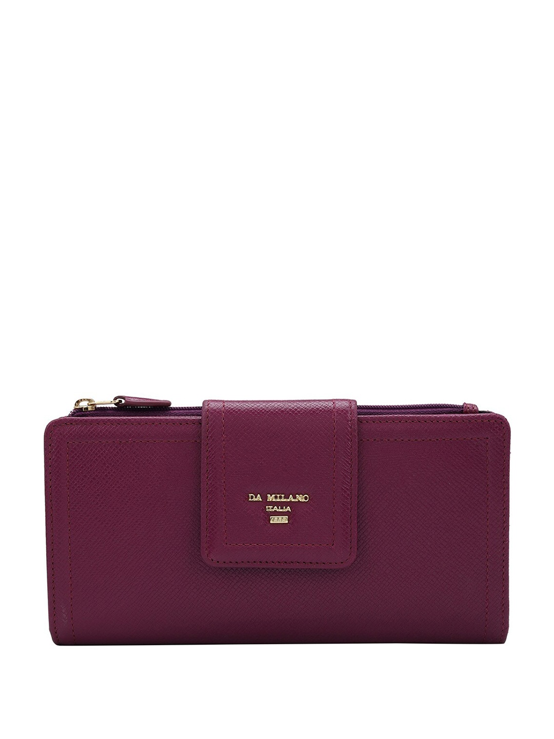 

Da Milano Women Textured Leather Two Fold Wallet, Magenta