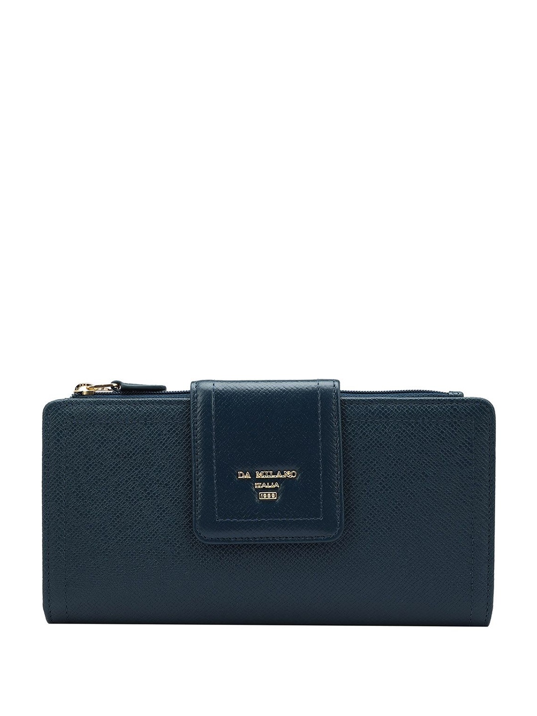 

Da Milano Women Textured Leather Two Fold Wallet, Blue