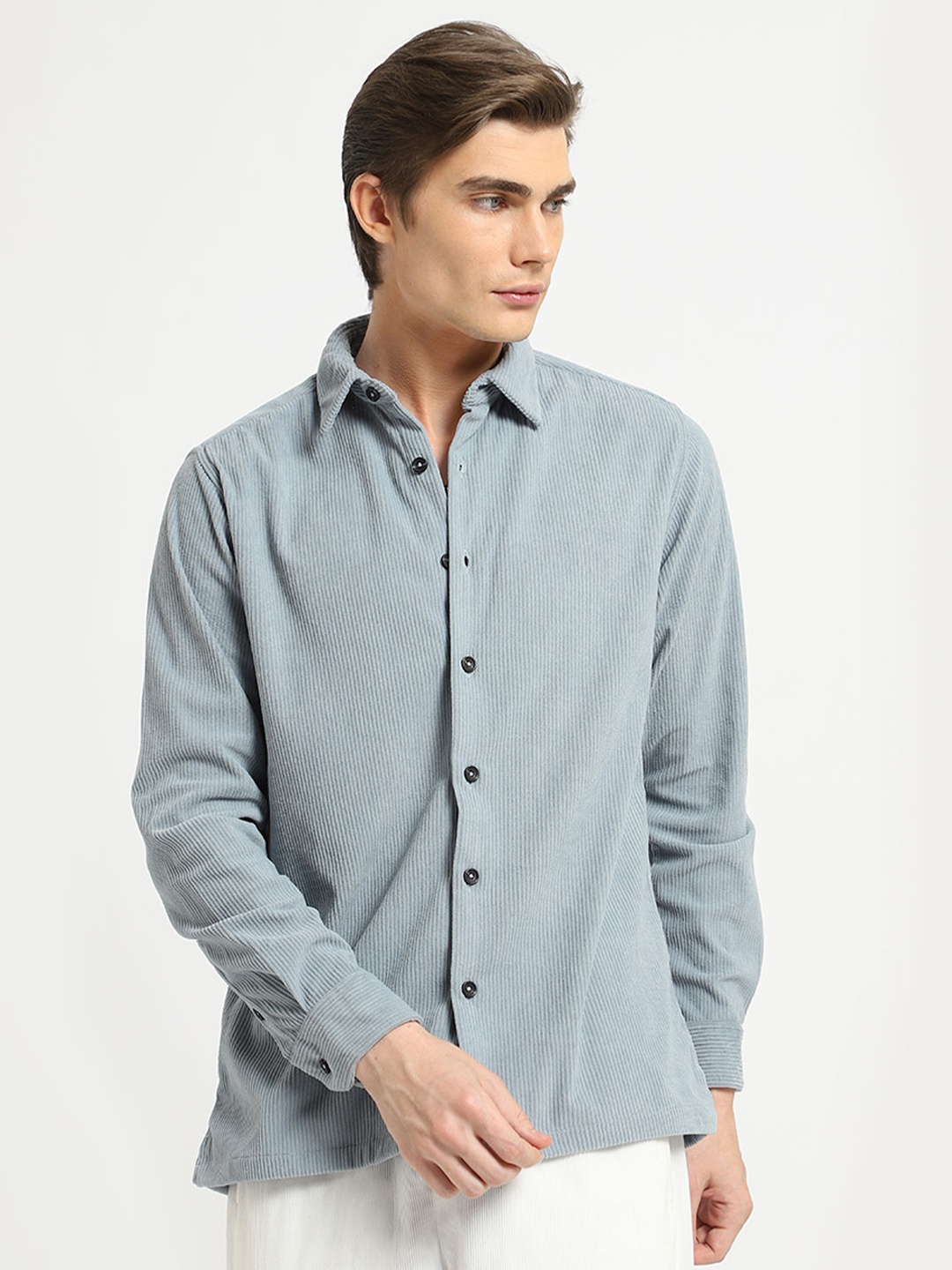 

Banana Club Spread Collar Corduroy Casual Shirt, Blue