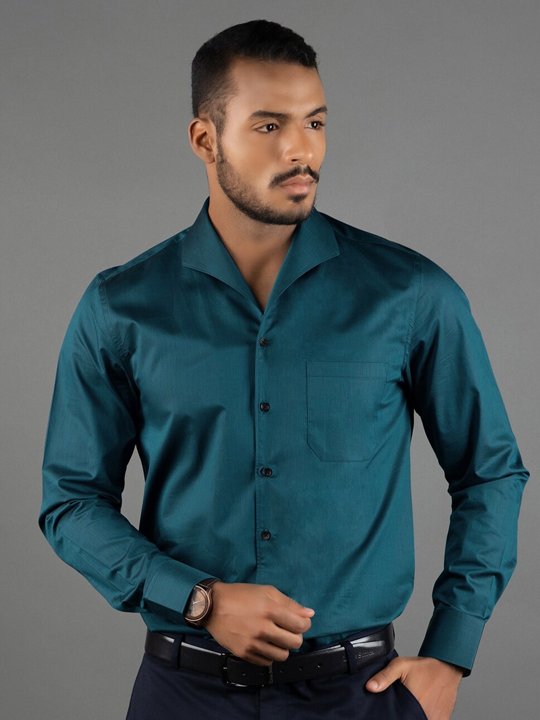 

LOUIS STITCH Comfort Sailor Collar Long Sleeves Semiformal Shirt, Green