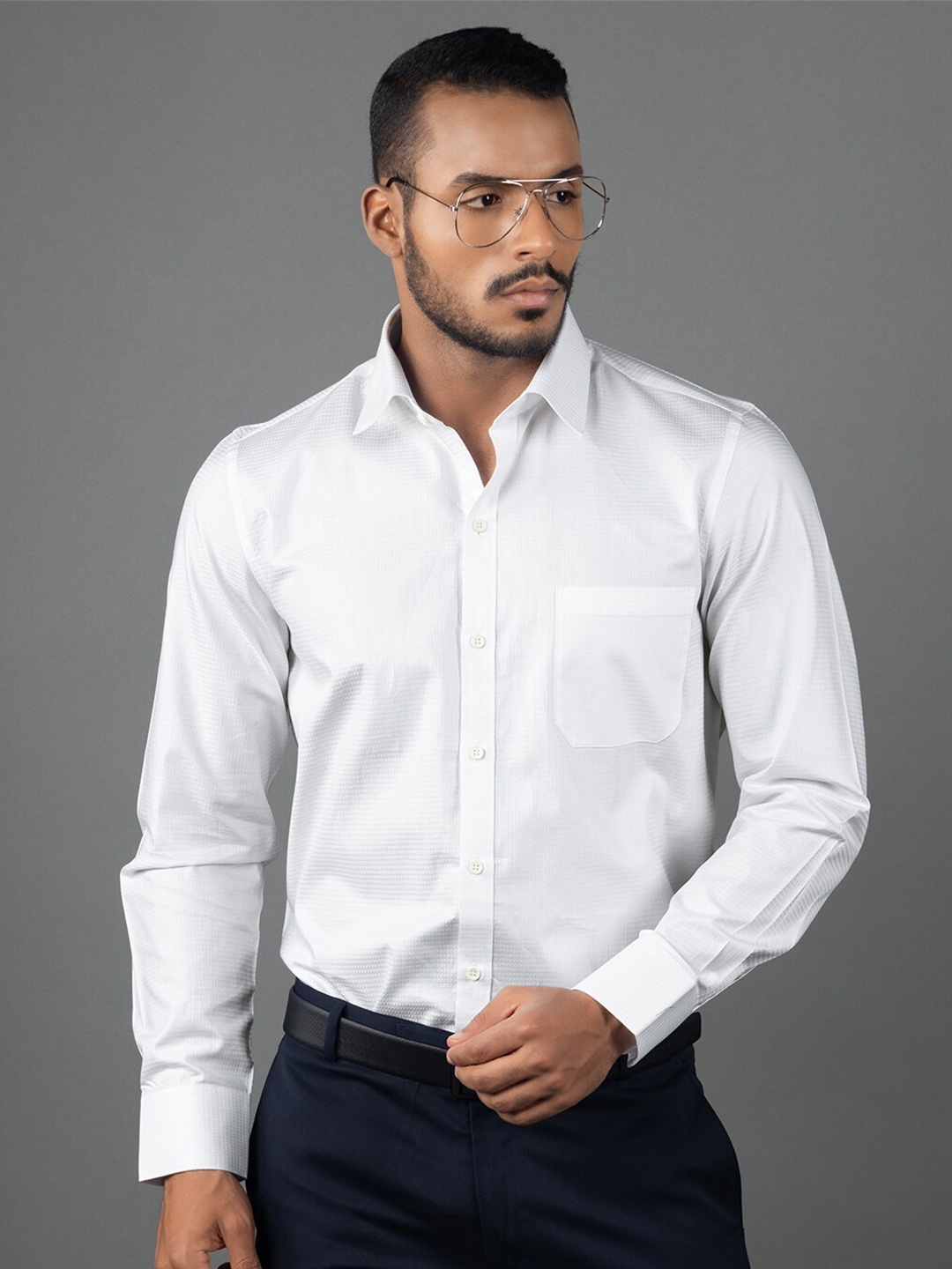 

LOUIS STITCH Comfort Opaque Pure Cotton Formal Shirt, White