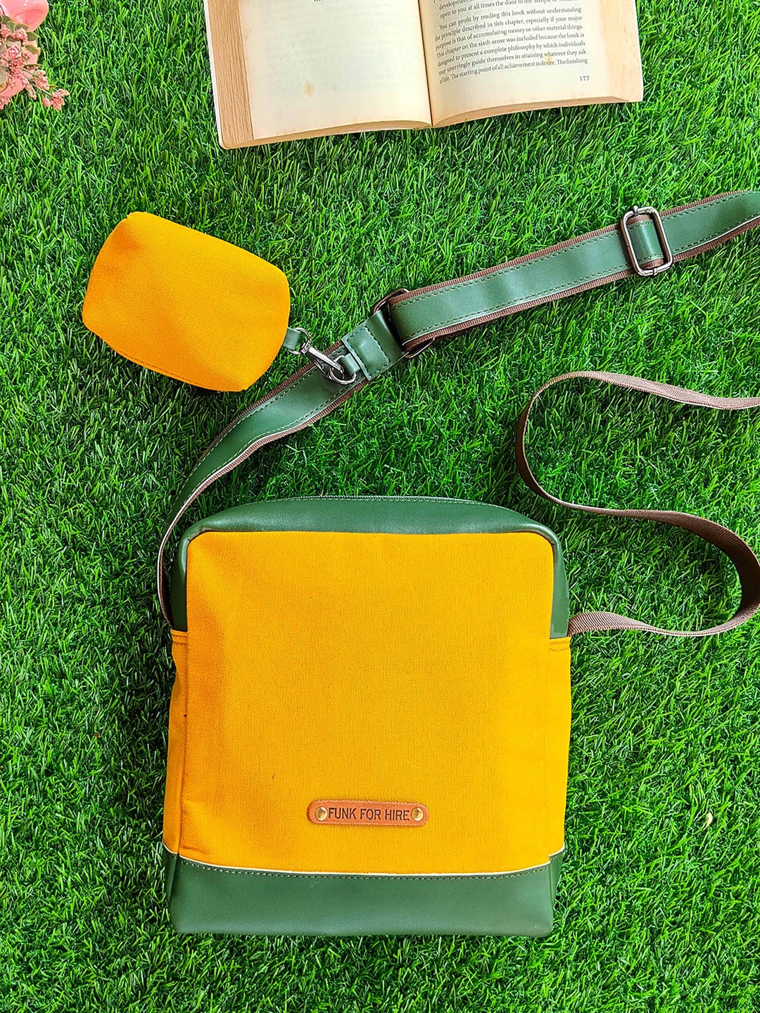 Funk For Hire Structured Sling Bag With Pouch, Mustard