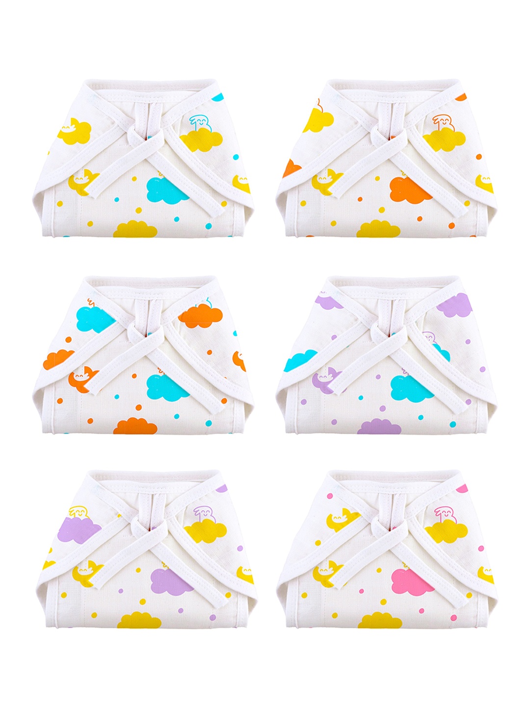 

SuperBottoms Set Of 6 Pure Cotton Diapers, White