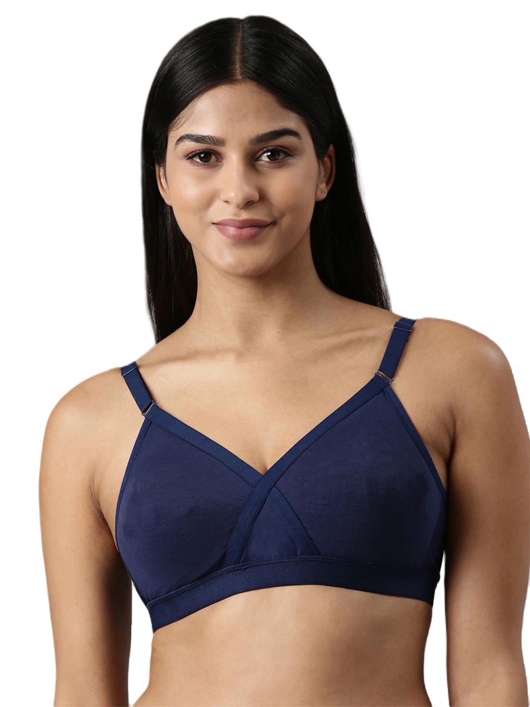 

BLOSSOM Full Coverage Non Padded Non-Wired Seamless Everyday Bra-All Day Comfort, Navy blue