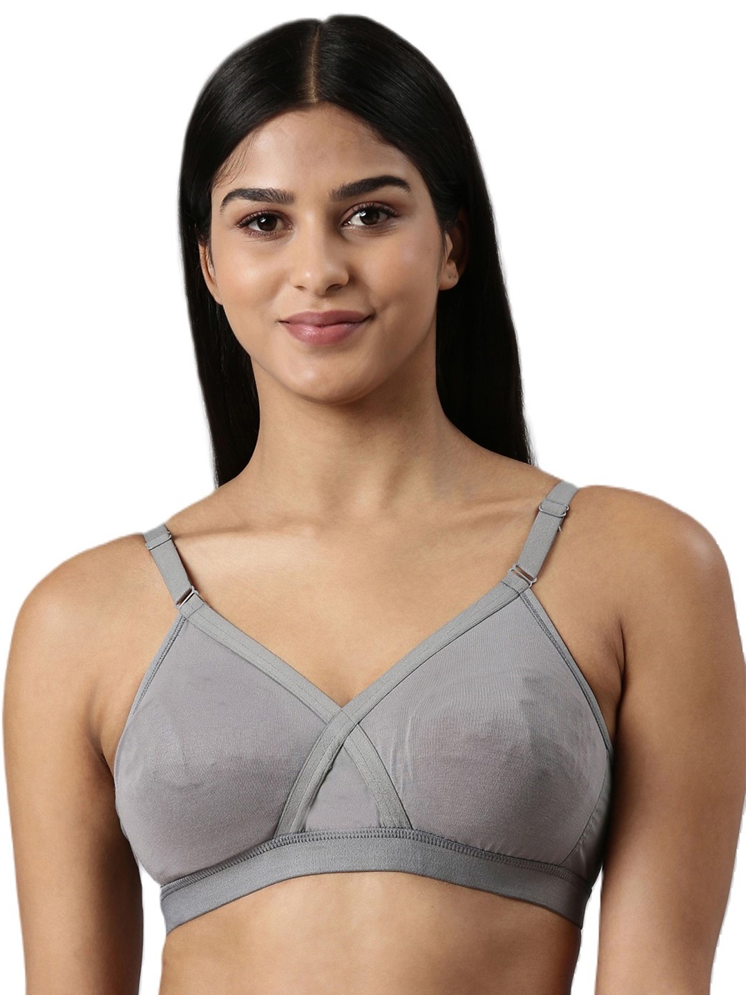 

BLOSSOM Solid Full Coverage Back Closure Bra, Grey