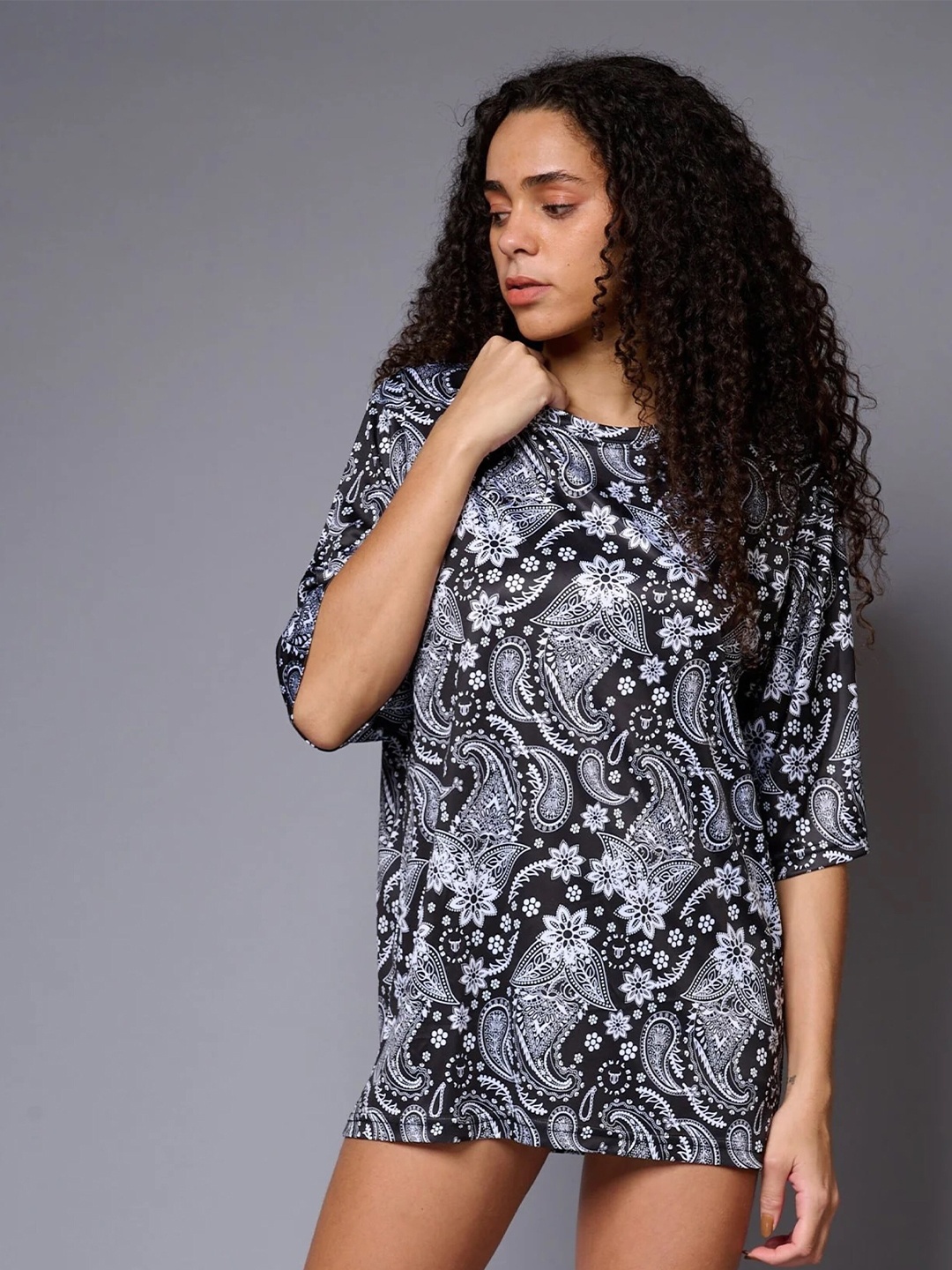 

GO DEVIL Floral Print Cotton A-Line Mini Dress, White