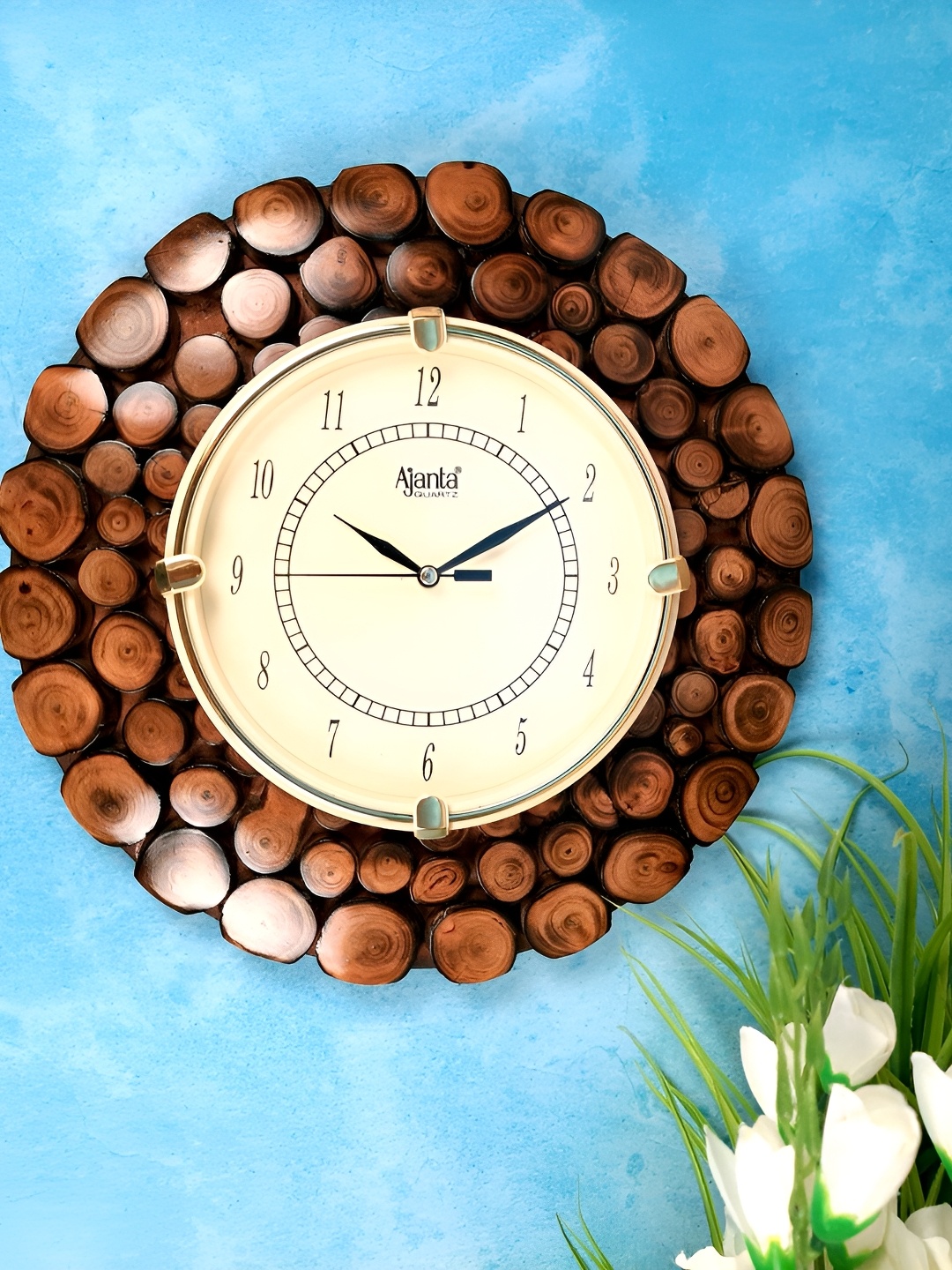 

apka mart Brown Textured Traditional Wooden Round Wall Clock